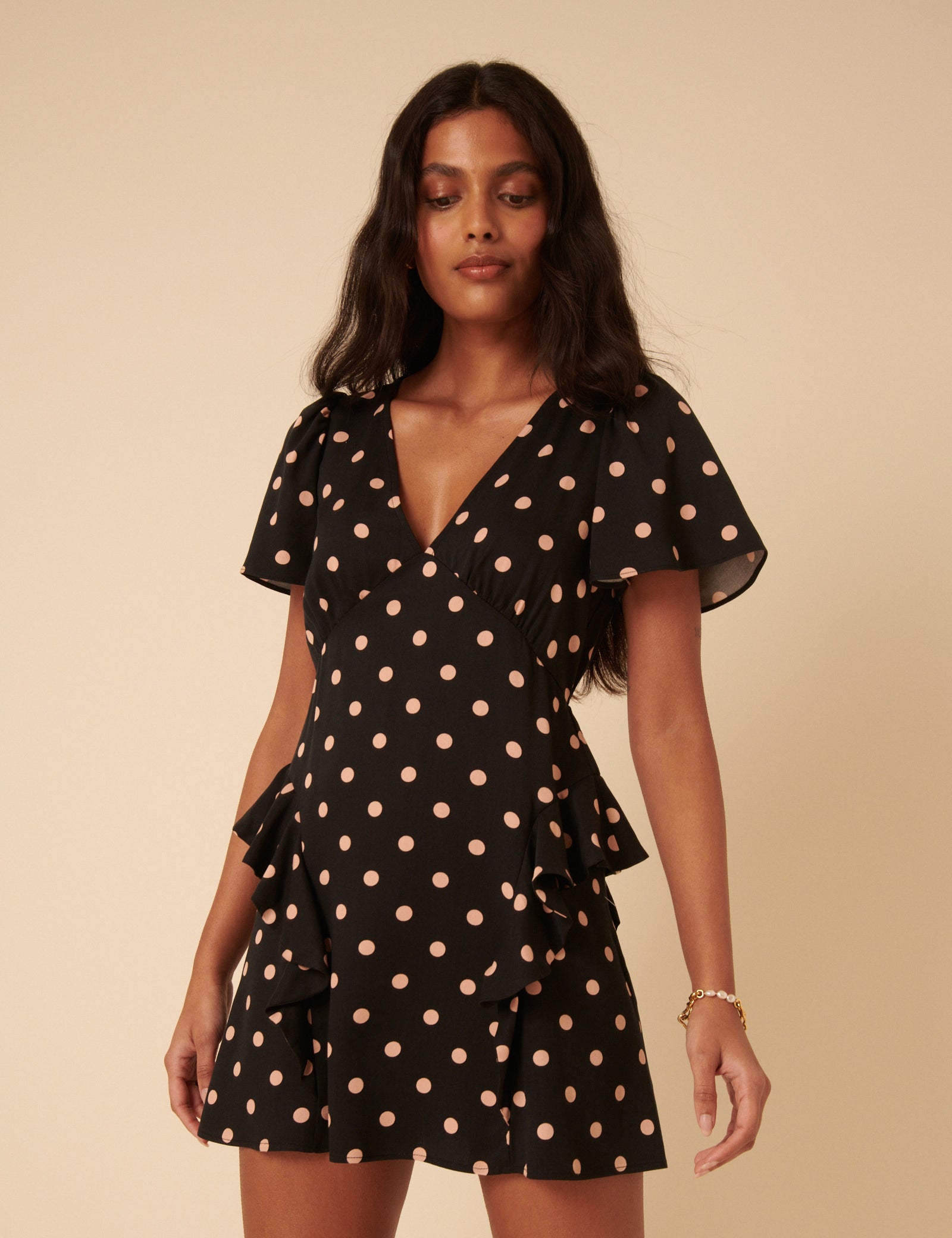 Petite Black Polka Dot Lyndsey Mini Dress Petite Black Polka Dot Lyndsey Mini Dress