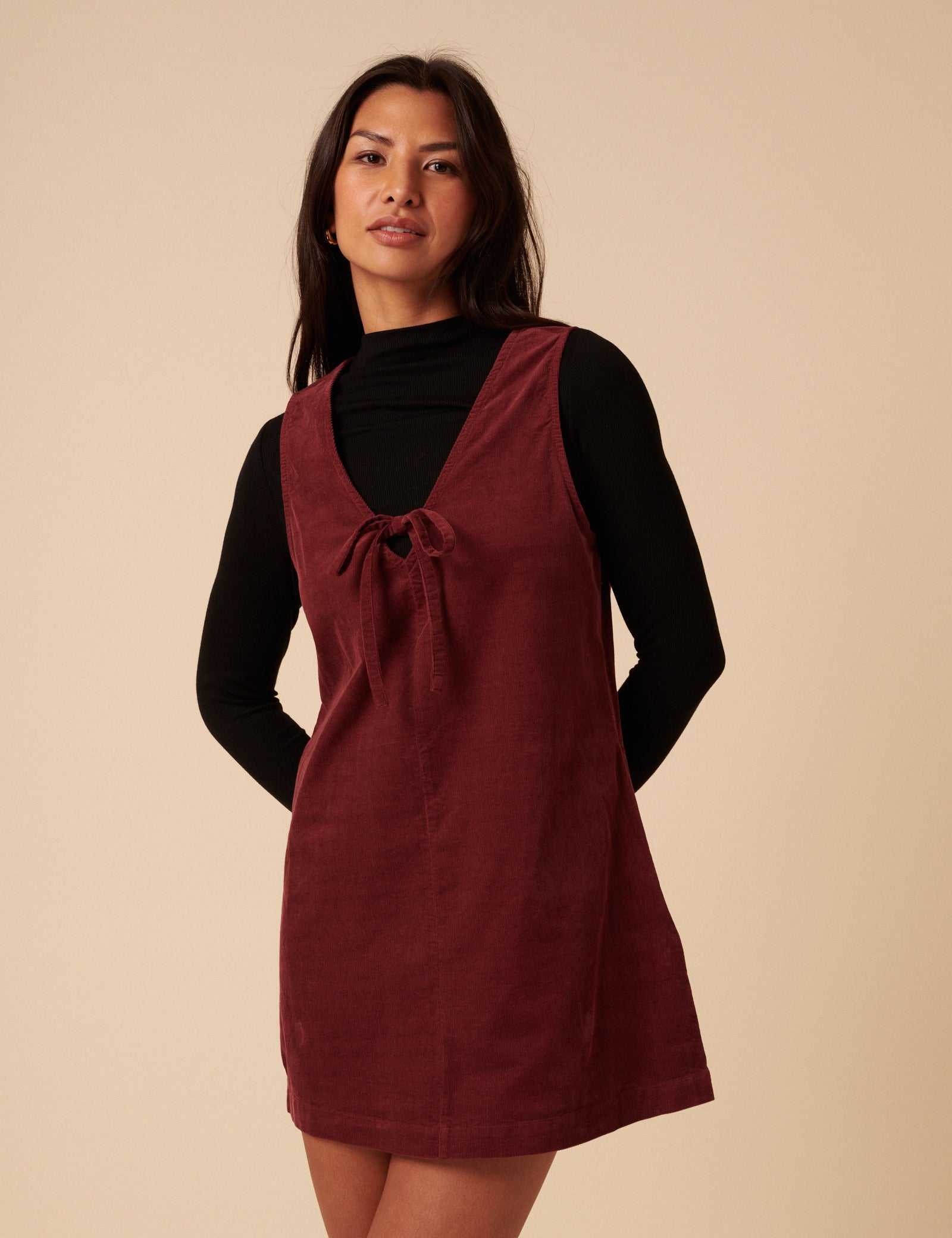 Petite Burgundy Nila Pinafore Mini Dress Petite Burgundy Nila Pinafore Mini Dress