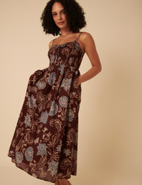 Brown Paisley Print Tamara Midi Dress