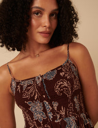 Brown Paisley Print Tamara Midi Dress