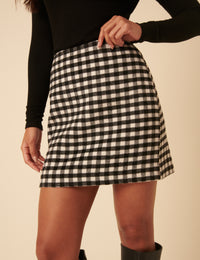 Black Gingham Mini Skirt