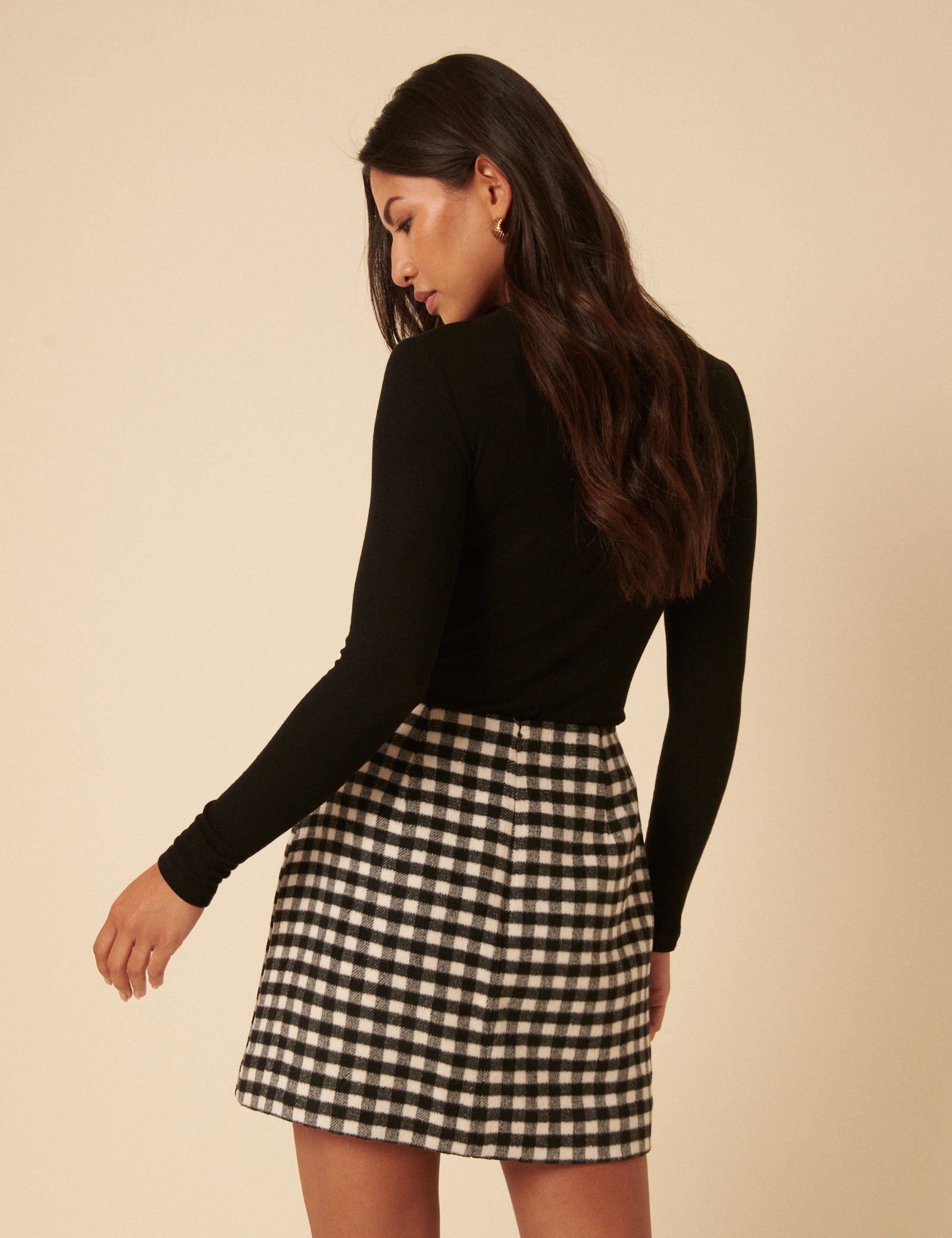 Black Gingham Mini Skirt