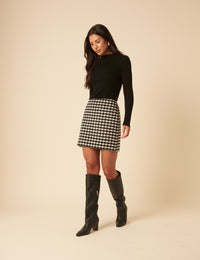 Black Gingham Mini Skirt