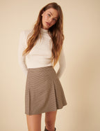 Brown Heritage Check Pleated Mini Skirt