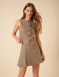 Brown Heritage Check Pleated Mini Skirt