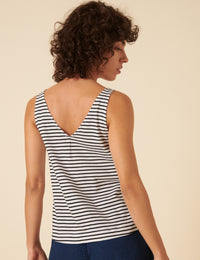 Black And White Striped Vest Top