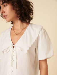 White Short Sleeve Birdie Blouse