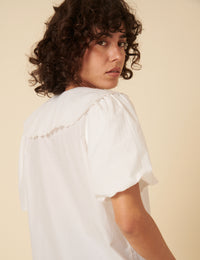 White Short Sleeve Birdie Blouse