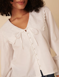 White Long Sleeve Birdie Blouse