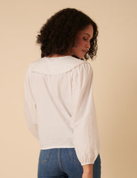 White Long Sleeve Birdie Blouse