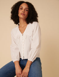 White Long Sleeve Birdie Blouse