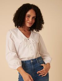 White Long Sleeve Birdie Blouse