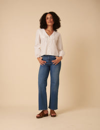 White Long Sleeve Birdie Blouse