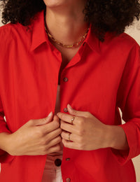 Red Relaxed Boyfriend Shirt
