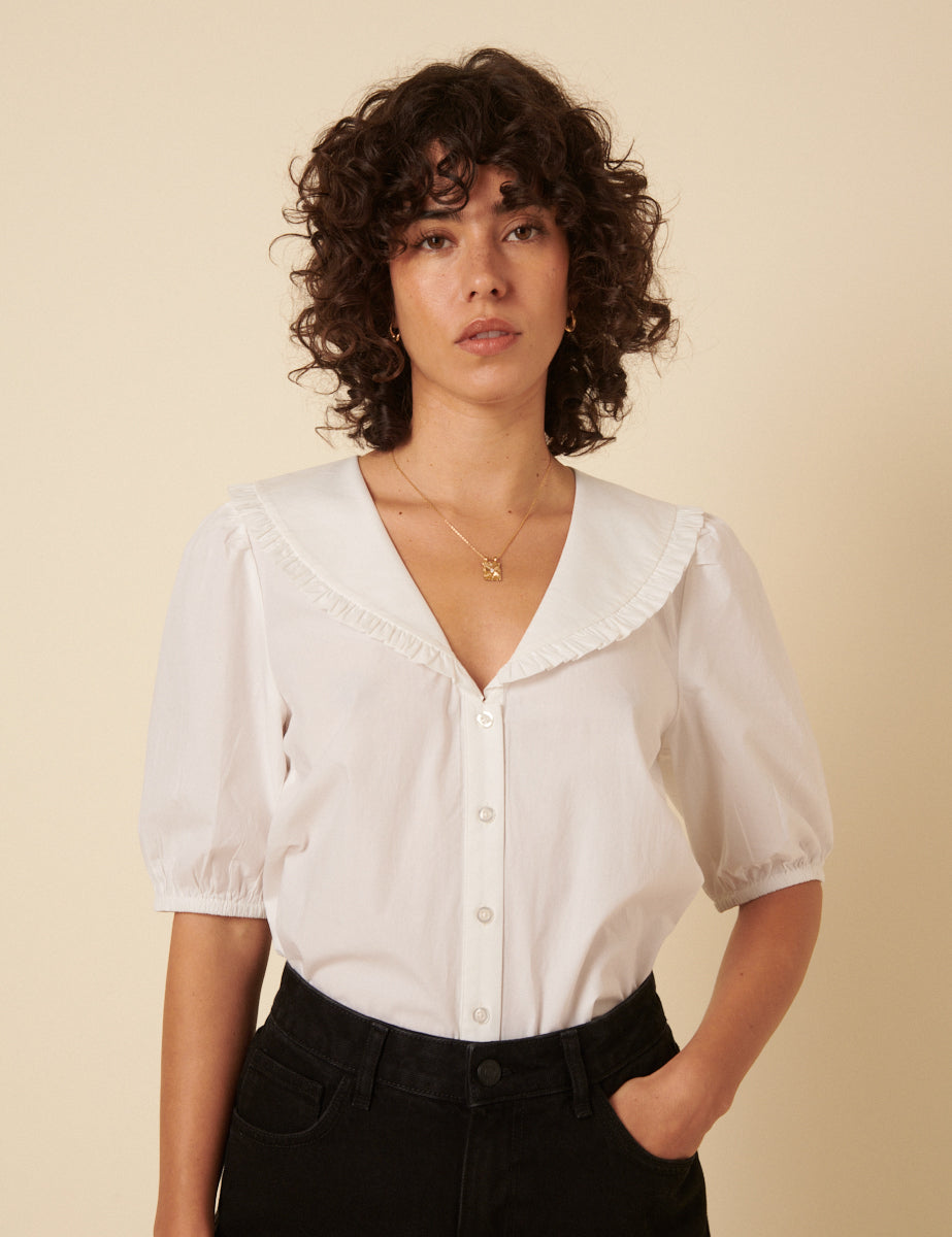 White Short Sleeve Emmie Blouse