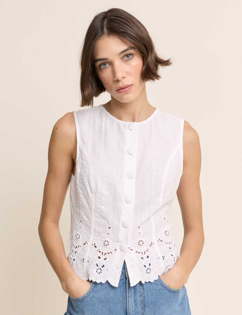 White Broderie Anglaise Top