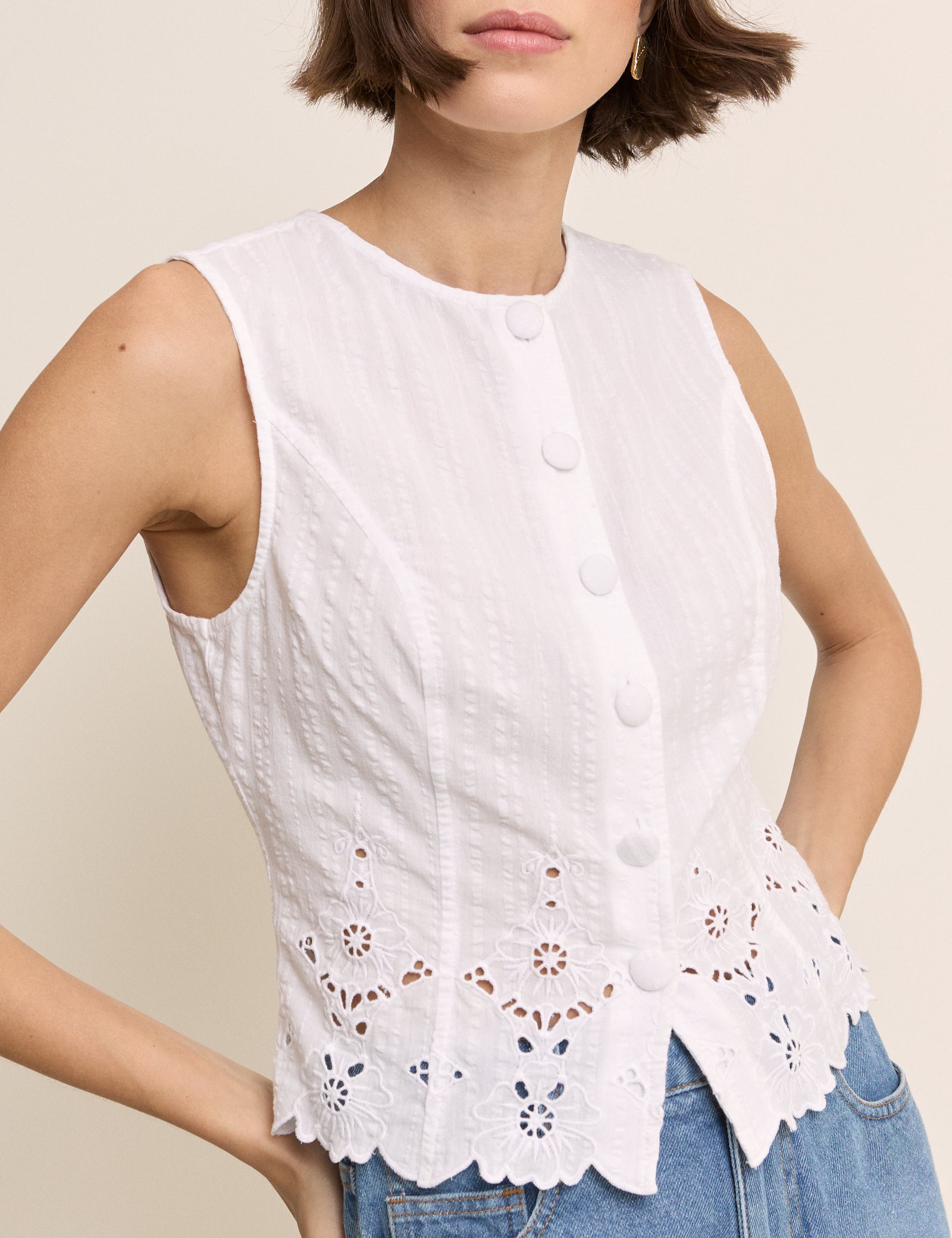 White Broderie Anglaise Top