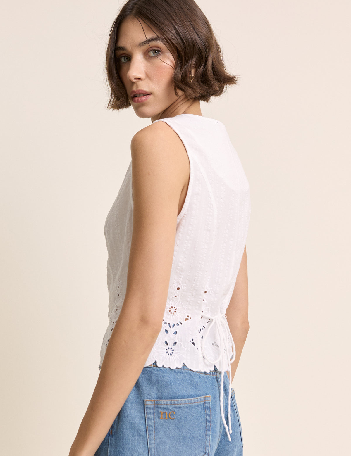 White Broderie Anglaise Top