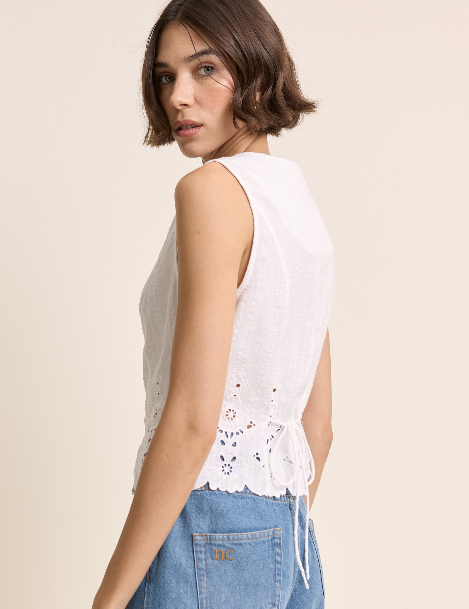 White Broderie Anglaise Top