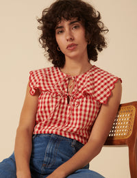 Red Gingham Sleeveless Bridy Blouse