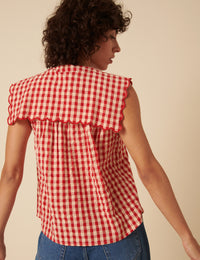Red Gingham Sleeveless Bridy Blouse