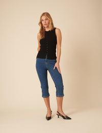 Black Ribbed Waistcoat Top