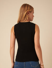 Black Ribbed Waistcoat Top