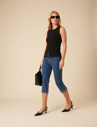 Black Ribbed Waistcoat Top