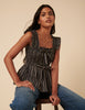 Black And White Pinstripe Shirred Top