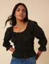 Black Shirred Top
