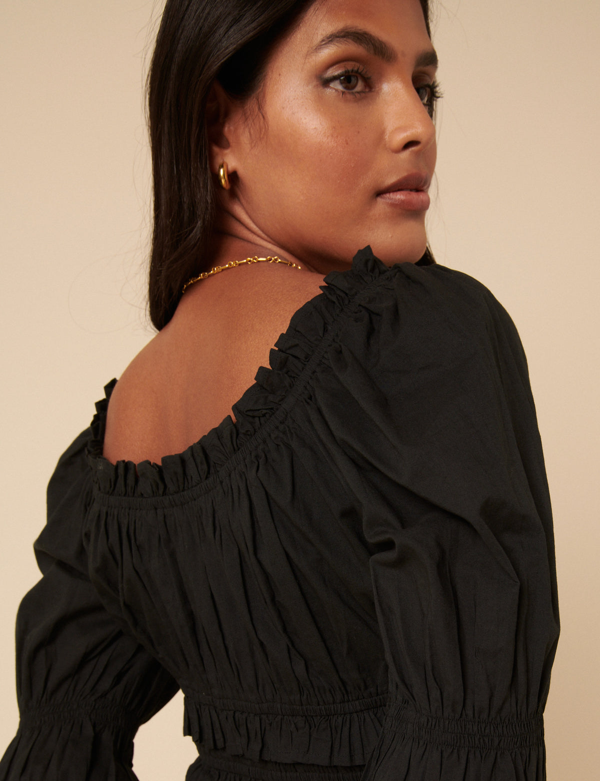 Black Shirred Top