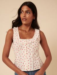 White Polka Dot Top