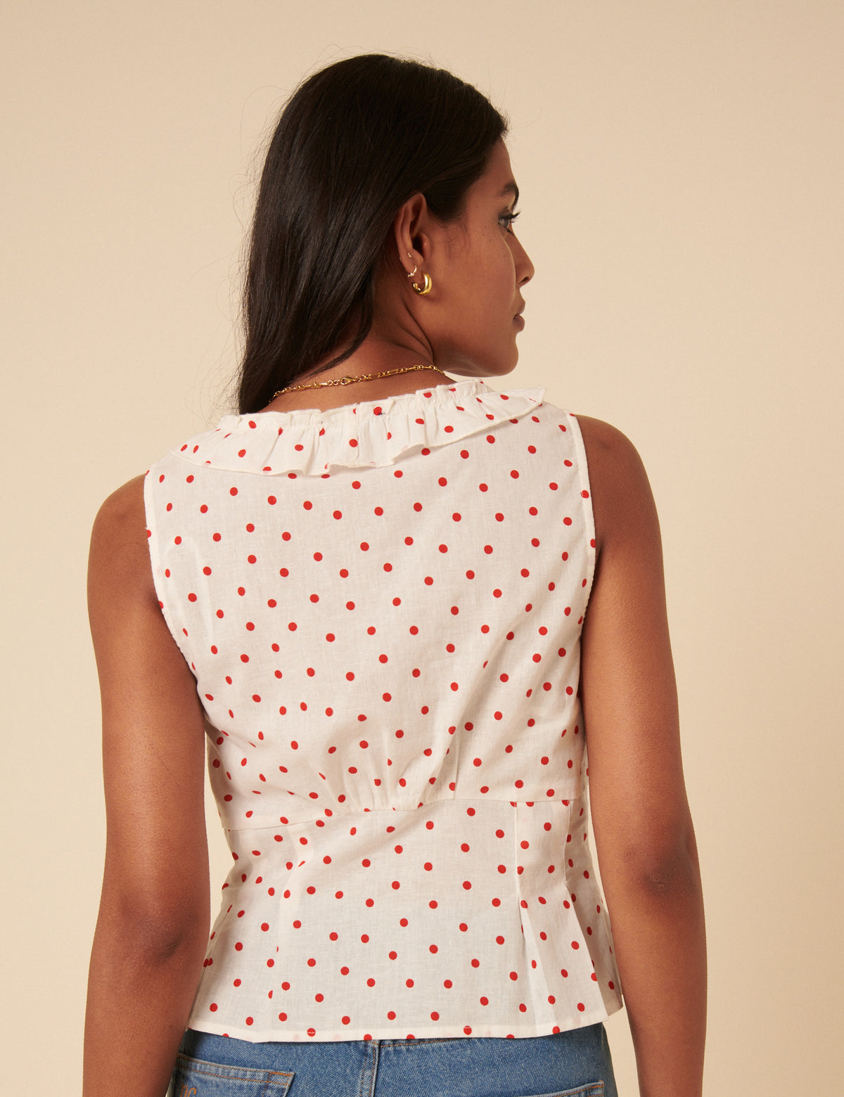 White Polka Dot Top