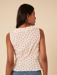 White Polka Dot Top