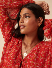 Poppy Delevingne Red Floral India Blouse