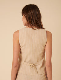 Cream Pinstripe Tailored Waistcoat