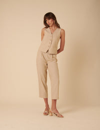 Cream Pinstripe Tailored Waistcoat