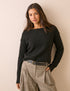 Black Boat Neck Knitted Jumper