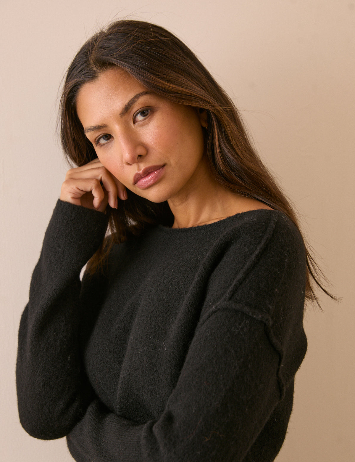 Black Boat Neck Knitted Jumper