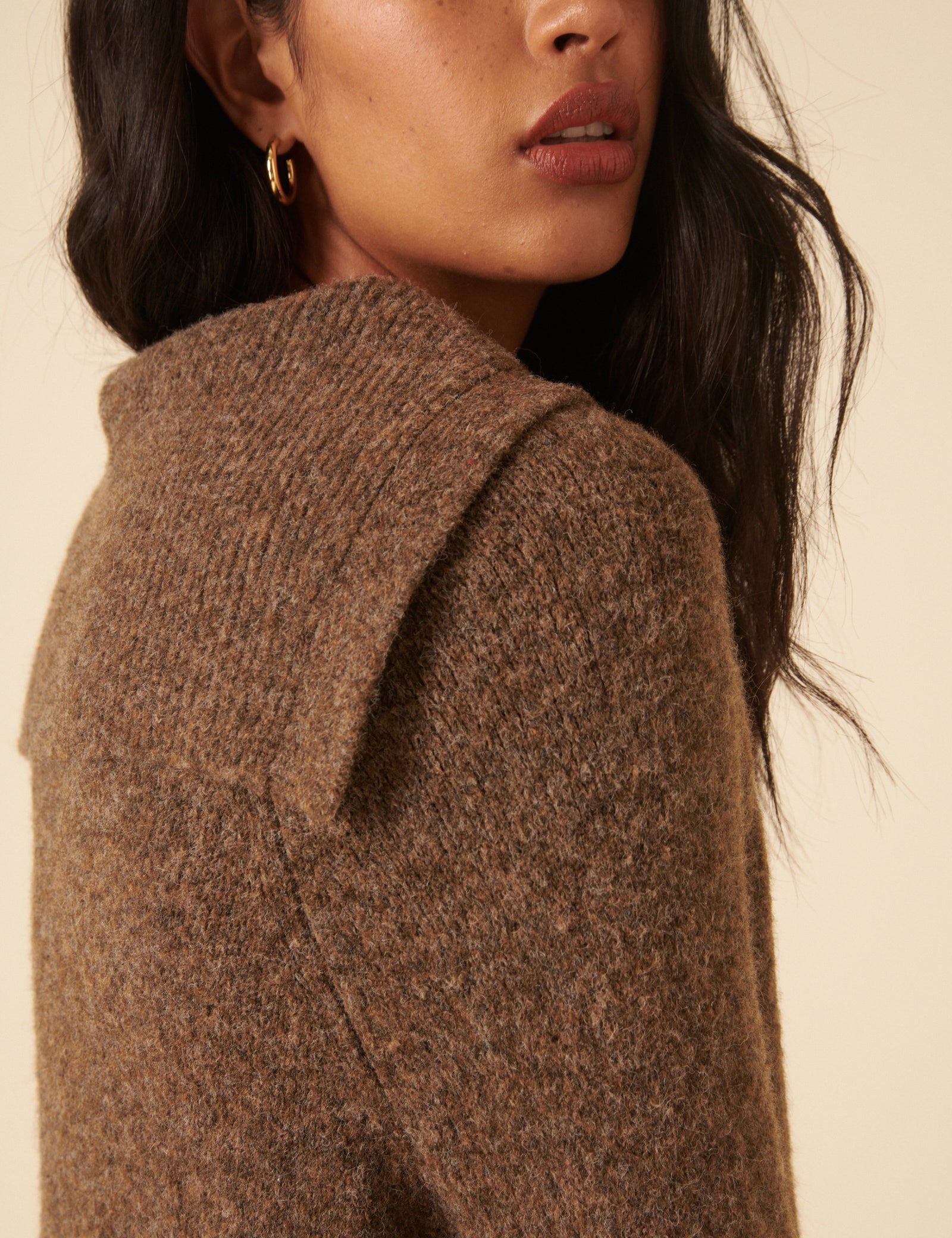 Brown Sailor Collar Relaxed Jumper