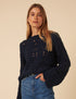 Navy Blue Chunky Pointelle Jumper