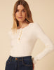 White Ribbed Knitted Long Sleeve Top