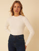 White High Neck Ribbed Knitted Top