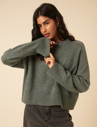 Green Wool Crew Neck Jumper