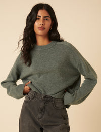 Green Wool Crew Neck Jumper