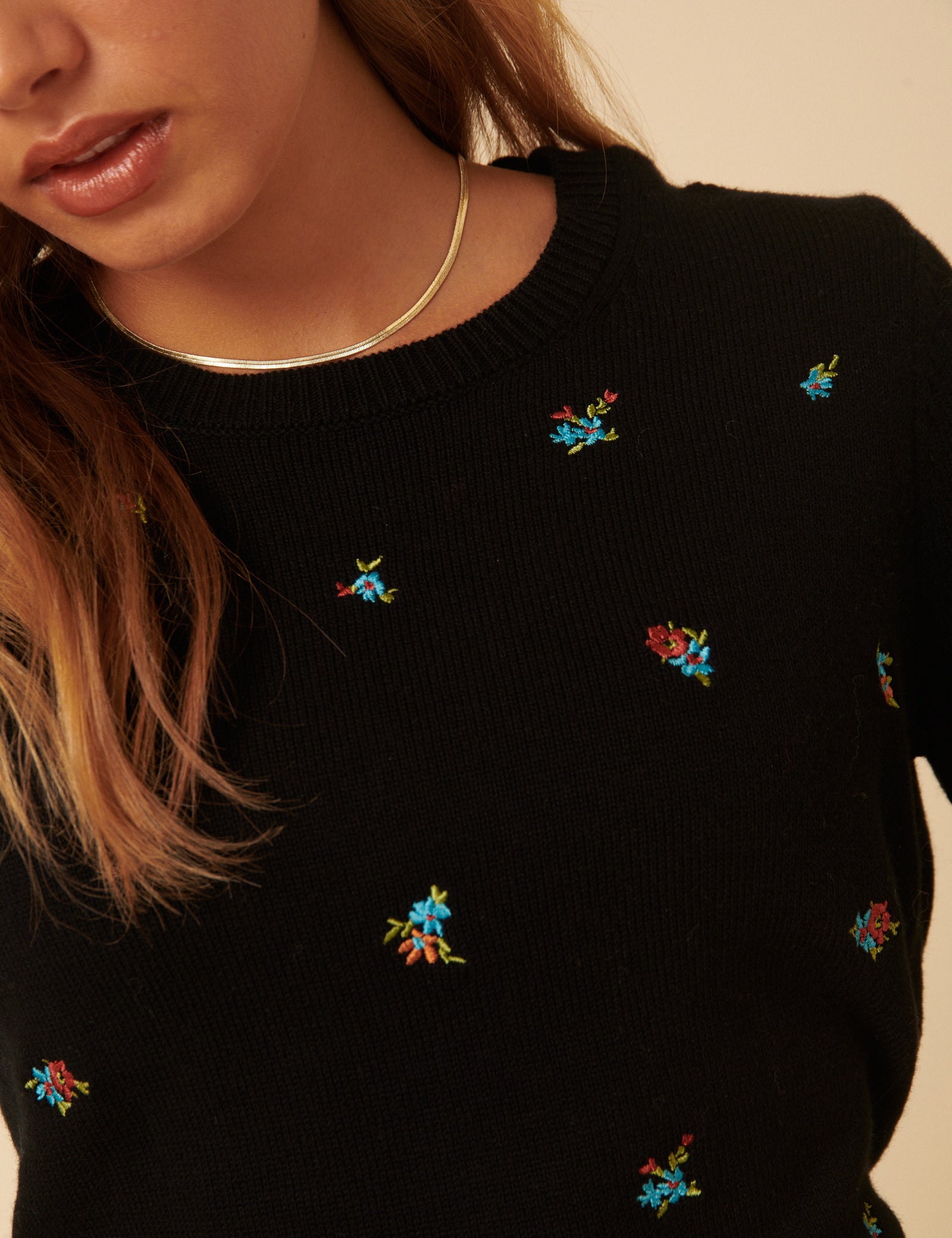 Floral Embroidered Knitted Top