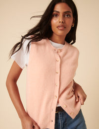 Pink Button Through Knitted Vest