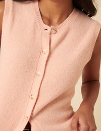 Pink Button Through Knitted Vest