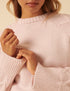 Light Pink Cable Knit Crew Neck Jumper