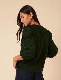 Khaki Long Sleeve Emmie Cord Blouse